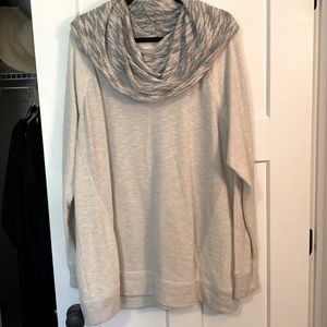 Maurices Cowl Neck Tunic Sweater, Plus Size 3 - Cream & Gray